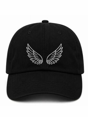 🪽 Angel Wings Embroidered Baseball Cap Black Adjustable Velcro Strap Unisex